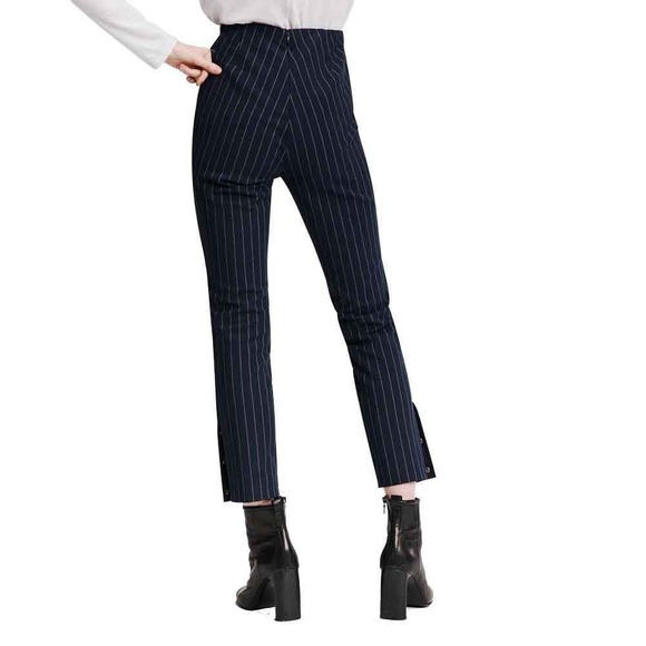 Rag & Bone Simone Pinstripe Snap Pants Navy Blue Cropped Size 4